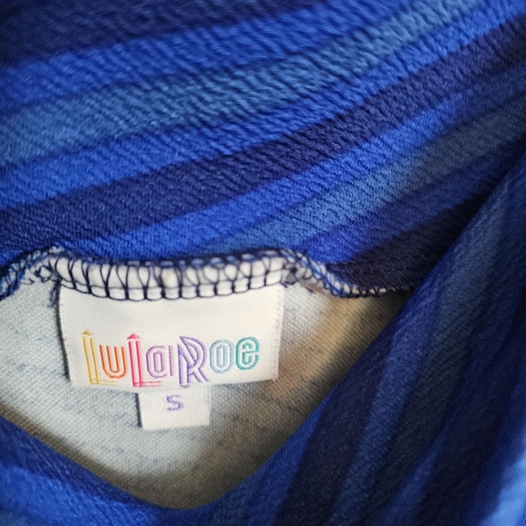 LuLaRoe Blue and Black Striped Pencil Skirt - Picture 2 of 3